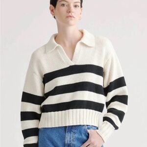 Quince Black and White Striped Sweater